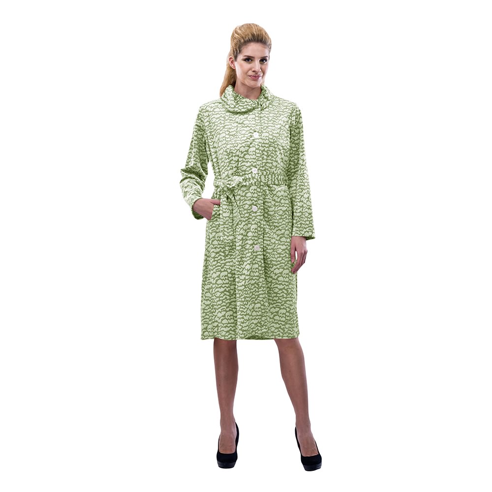 RAIKOU Damen Hausmantel Bademantel Hauskleid mit Knopfleiste Design in