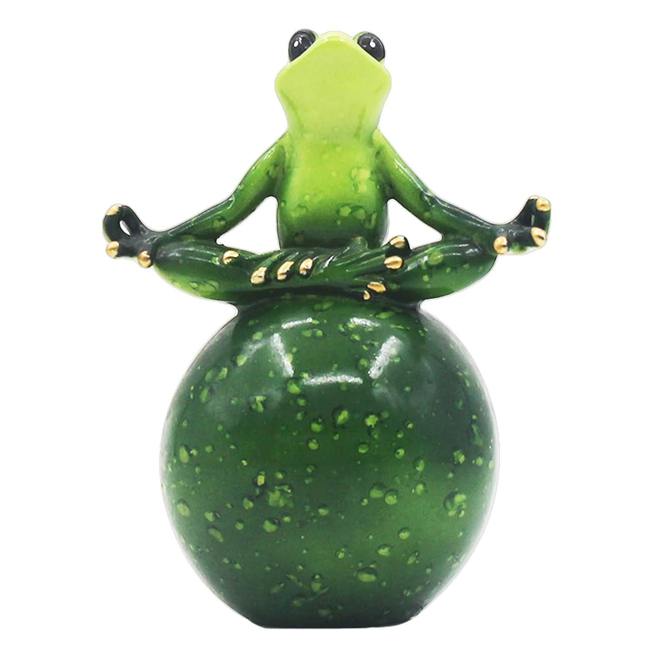 PlotX Gesichts-Übertopf „Yoga-Frosch“ Aus Harz – Mit Ablaufloch, Für Sukkulenten, 13x17 Cm (Khaki)